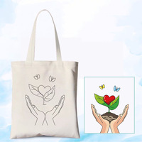 Bolsa de algodón de lona DIY de alta calidad para niños pintura acrílica a mano con patrón en blanco impreso suministros de arte