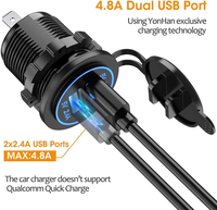 Chargeur rapide double USB 12V 4.2A avec interrupteur, prise de courant, adaptateur étanche, double ports USB pour bateau, camping-car, moto