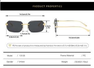 034 <span class=keywords><strong>Occhiali</strong></span> <span class=keywords><strong>da</strong></span> <span class=keywords><strong>Sole</strong></span> Designer Senza Montatura in Metallo Stile Retro Quadrati con Logo Personalizzato UV400 per <span class=keywords><strong>Uomo</strong></span> e Donna di Marchi Famosi - Product Image 4