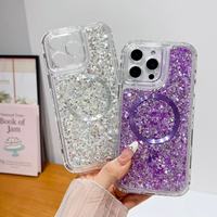 Coque de téléphone magnétique transparente anti-rayures avec texture CD en époxy pailleté pour iPhone 17 16 15 14 Pro Max, vente en gros