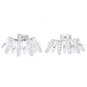 Trendy Hiphop Geometric Design Multi-layer Claw Shape Stud <b>Earrings</b> Brass 18K Gold Plated Zircon <b>Piercing</b> Women Girls Wholesale - Product Image 3