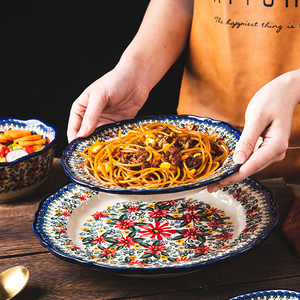 Juego de platos y cuencos Dim Sum esmaltados con margaritas bohemias Retro polacas, ensaladera de porcelana de cerámica, juego de <span class=keywords><strong>cena</strong></span> <span class=keywords><strong>para</strong></span> hornear - Product Image 5