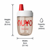 450ml 15oz Kinderfles met rietje BPA-vrij Lekvrij Drinkbeker Innovatieve dophouder PC Milkshake beker OEM/ODM Bulk toepasbaar