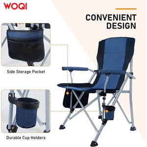 เก้าอี้ชายหาดพับได้พนักพิงสูง Woqi สีน้ำเงินเข้ม สำหรับตั้งแคมป์ ตกปลา พร้อมที่วางแก้วและช่องเก็บของ - Product Image 3