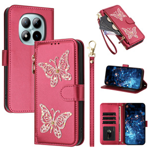Étui de téléphone en cuir à fermeture éclair papillon pour Xiaomi Redmi Note 15 Pro Plus 14 Pro+ 13 4G <span class=keywords><strong>14S</strong></span> 5G, housse magnétique avec porte-cartes - Product Image 2