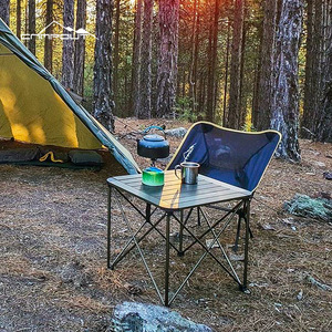 Mesa Plegable para Exteriores Campout 7075, Mesa de Camping Rectangular Portátil de Aluminio, 69.5x69.5x56cm, Plegable, Plateada - Product Image 5