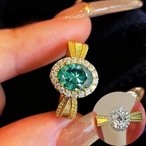 Nuevo Anillo de Alta Gama con Circonita <span class=keywords><strong>Esmeralda</strong></span> Chapado en Oro, en Forma de Huevo de <span class=keywords><strong>Paloma</strong></span>, para Fiestas de Mujeres - Product Image 3