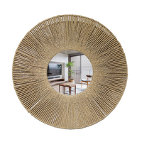 Meilleures ventes de miroirs de maquillage en rotin au design élégant suspendus au mur, faits à la main