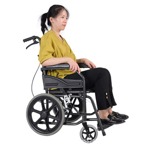 <b>Folding</b> Lightweight Manual Wheelchair With <b>Commode</b> Thickened Steel Pipes For Elderly And Disabled Persons - Product Image 5