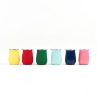 Gobelet isotherme en acier inoxydable de 17 oz en forme d'œuf, durable, avec revêtement poudré, à paroi simple, avec couvercle