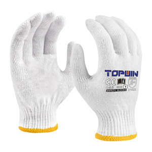 Guantes de algodón de alta calidad 30-70g/par calibre 7/10 lejía guantes de trabajo de seguridad de punto blanco <span class=keywords><strong>Natural</strong></span> al por mayor - Product Image 4