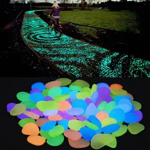 50/100Pcs Glow in the Dark Garden Pebbles For Sidewalk Garden Terrace Lawn Garden Patio Fish Aquarium Decoration Glow Stone