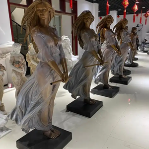 Hiện Đại Ngoài Trời Vườn Trang Trí Nội Thất Tôn Giáo Sử Dụng Cổ Tùy Chỉnh Kích Thước Kim Loại Màu Brass Bronze Phụ Nữ Khỏa Thân Giữ Sáo Bức Tượng - Product Image 6