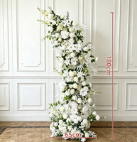 Arche de mariage en fleurs artificielles en soie blanche, rose, faite à la main, pour mariage et décoration, arche en forme de corne, fleurs de fond, décoration de mariage