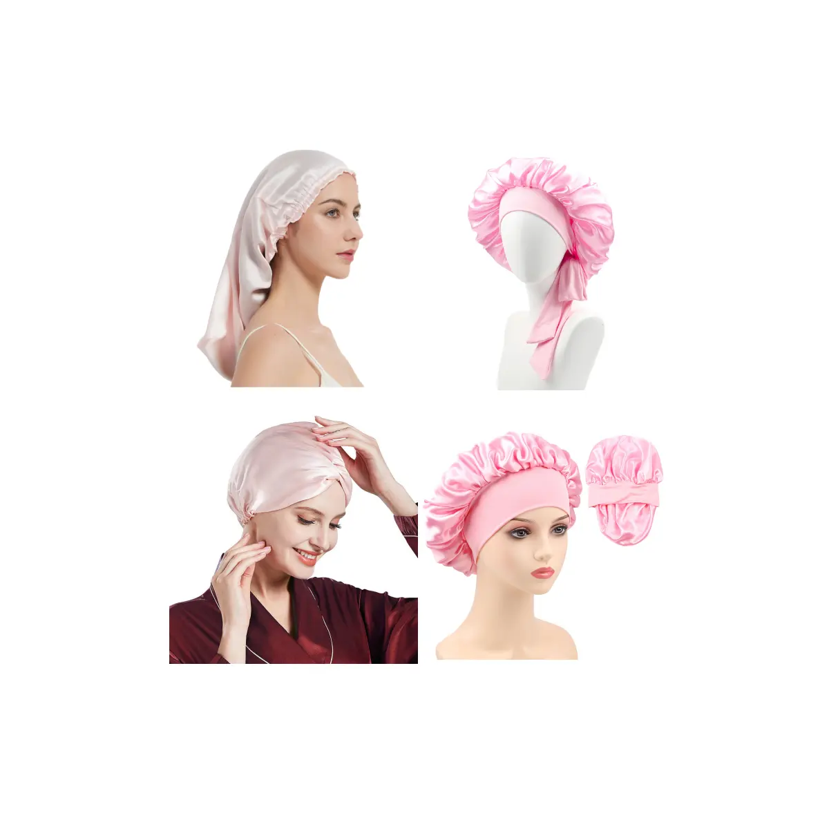 Tùy Chỉnh Lụa Nightcap Turban Hat Bọc Có Thể Điều Chỉnh Hai Lớp Biểu Tượng Tùy Chỉnh 100% Dâu Lụa Tóc Nắp ca-pô Cho Giấc Ngủ