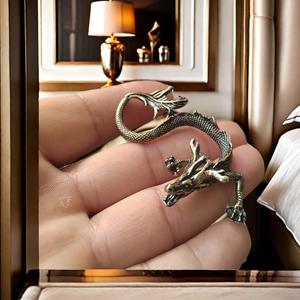 Escultura de Metal de Dragón, Criatura Mítica China, de Latón, Figura Decorativa Retro para Escritorio u Oficina - Product Image 5