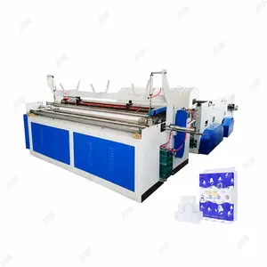 Toilet Tissue Paper Rewinding Cutting Packing Machine, Automatic Embossing Toilet Paper Roll Machine Production Line
