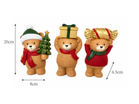3er-Set Weihnachts-Stehbären-Figuren mit Goldener Geschenkbox, Santa-Schal-Ornament, Baumdekoration für Kinderzimmer und Zuhause