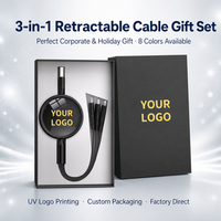 Cadeaux promotionnels d'entreprise en gros, câble USB portable moderne, boîte cadeau personnalisable, impression UV, logo personnalisé, souvenirs