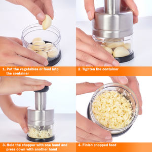 Picador de Alimentos Manual, Picador de Verduras para Cebolla, Ajo, Nueces, Cortador de Verduras Manual con Cuchilla de Acero Inoxidable - Product Image 4