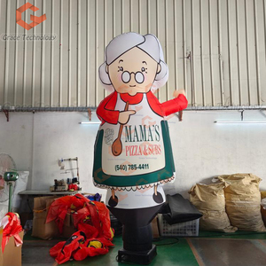 MAMA'S <span class=keywords><strong>PIZZA</strong></span> Danseur gonflable publicitaire, figurine de grand-mère accrocheuse pour la publicité extérieure de restaurant, grand ouverture - Product Image 1