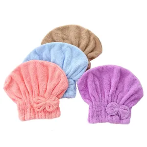 彩色头发干燥可爱超细纤维浴巾包裹干燥头发帽子吹风机