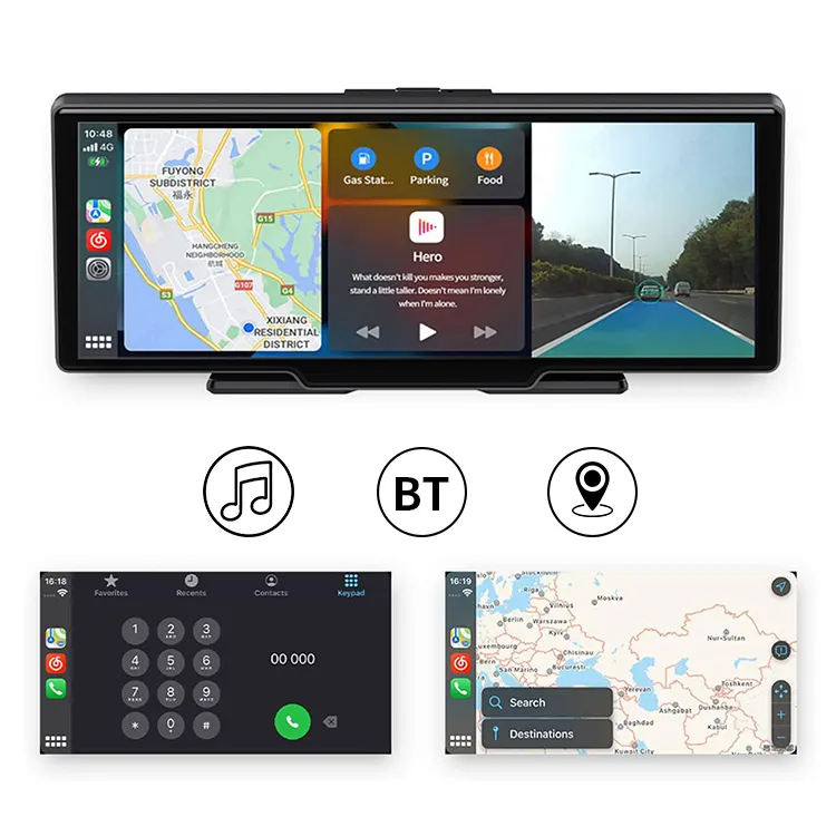Tela GPS universal para Carplay Monitor de Carro com câmera Carplay portátil para Apple Android 10.26 Polegadas