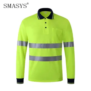 SMASYS 소매 디자인 Hivis 형광 안전 폴로 셔츠