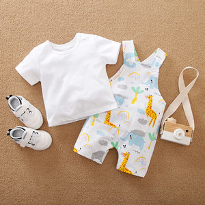 Ropa <span class=keywords><strong>de</strong></span> Bebé para Niño, Estilo Europeo, Personalizable <span class=keywords><strong>de</strong></span> Fábrica, con Lindos Dibujos Animados <span class=keywords><strong>de</strong></span> <span class=keywords><strong>Animales</strong></span>, 2 Conjuntos para Verano, Estilo Campestre - Product Image 2