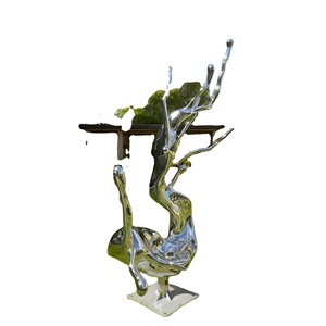 Escultura de Acero Inoxidable Plateado de Arte Abstracto Moderno de Lujo, Resistente a la Intemperie, Hecha a Mano para Jardines Exteriores - Product Image 1