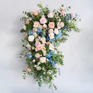 Suministros para arreglos florales, artículos de decoración para fiesta de <span class=keywords><strong>cumpleaños</strong></span> infantil, <span class=keywords><strong>rosas</strong></span>, flores artificiales, piso, corredor de flores de boda, azul - Product Image 3