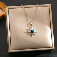 Collier en bambou unisexe polyvalent en cuivre, serti de zircon bleu ciel, style sportif élégant et luxueux, avec diamants intégrés, pour le commerce transfrontalier