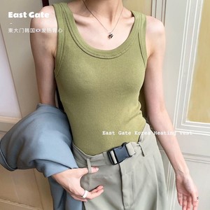 Débardeur côtelé court pour femme, col rond, coupe ajustée, <span class=keywords><strong>sans</strong></span> manches, basique, tricoté, haute élasticité, doux, idéal pour l'été - Product Image 3