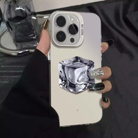 Casing Handphone TPU PC Berlapis Perak dengan Cetakan Es Kristal untuk iPhone Xr Xs 11 12 13 14 15 16 17 18 Pro Max