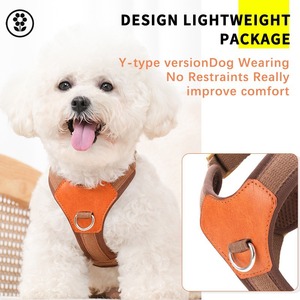 Arnés de cuero vintage para perros, transpirable, acolchado, sin tirones, ajustable, tipo chaleco para pasear perros. - Product Image 2