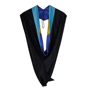 Universität Unisex schwarz geflochten Deluxe-Bachelor Graduierungskappe Kleid Kleid mit Kapuze