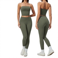 Nouvel ensemble de yoga sans bretelles pour femme, moulant, anti-humidité, très élastique, respirant, amincissant et rehausseur de fesses