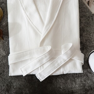 Wholesale Products 100% <strong>Cotton</strong> <strong>White</strong> Thick <strong>Waffle</strong> Unisex Breathable Winter Autumn Casual Night Bathrobe Quick Dry V-Neck Long - Product Image 2