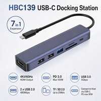 Hub USB C 7 en 1, Adaptador HDMI 4K*60Hz con Lector de Tarjetas SD/TF, Puerto USB 3.0 y PD de 100W, Base de Conexión de Aluminio para Laptop