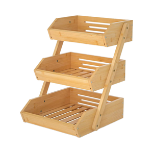 Grande cesto di frutta di bambù a 3 livelli supporto <span class=keywords><strong>moderno</strong></span> da cucina porta frutta porta pane verdure produrre casa di conservazione - Product Image 1