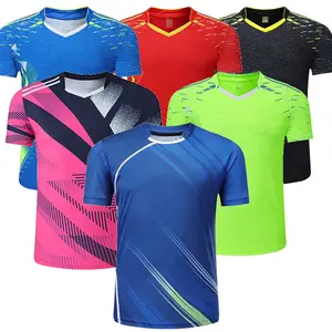 Hoge Kwaliteit Custom Sublimatie Sneldrogende Sport Tenniskleding Polyester Korte Mouw Badminton Truien Team Tafeltennisshirts