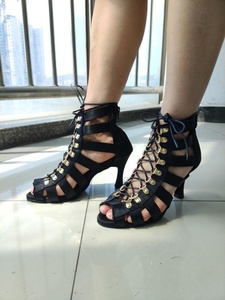 Zapatos de baile de alta calidad para mujer, botas de salón negras, zapatos de Salsa Tango, Sandalias de tacón alto con recorte de malla para fiesta a la moda, verano <span class=keywords><strong>2022</strong></span> - Product Image 6