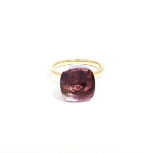 Anillo Solitario con Amatista Cabujón en Oro Amarillo de 18K - Product Image 1