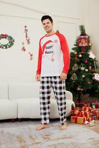 Grote hoeveelheid voorraad bijpassende kerstpyjama's voor het gezin, set met Santa Crew letters print top en geruite broek pyjama set - Product Image 5
