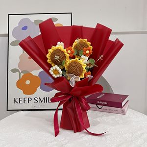 DAMAI Ramo de Girasoles Tejidos a Crochet, Ramo de Flores Artificiales Hecho a Mano, Regalo de Graduación, Cumpleaños, para Decoración de Fiestas y Bodas - Product Image 6