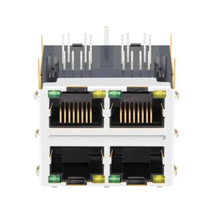 SI-30159-F 90 도 차폐 8P8C 2X2 RJ45 잭 암 커넥터 SI-30163-F