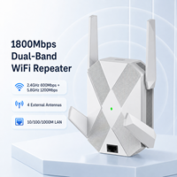 Extensor de Rango WiFi de Doble Banda 1800Mbps, Repetidor Inalámbrico de Largo Alcance, Amplificador de Red para Hogar y Oficina con LAN Gigabit