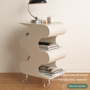 <span class=keywords><strong>Tavolino</strong></span> Laterale Salvaspazio Ondulato con 3 Ripiani Aperti e Rotelle Scorrevoli per <span class=keywords><strong>Soggiorno</strong></span> e Camera da Letto - Product Image 2