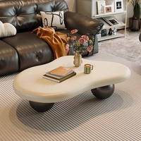 Ensemble de table basse moderne en bois de noyer gris et blanc, grand modèle ovale incurvé, style rustique élégant, design nordique minimaliste unique pour salon