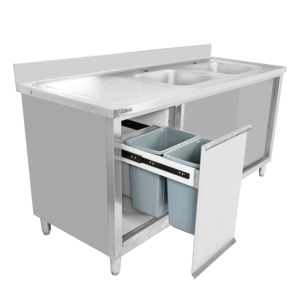 Meilleure vente armoire d'évier personnalisée en acier inoxydable de <span class=keywords><strong>cuisine</strong></span> commerciale avec poubelle - Product Image 6